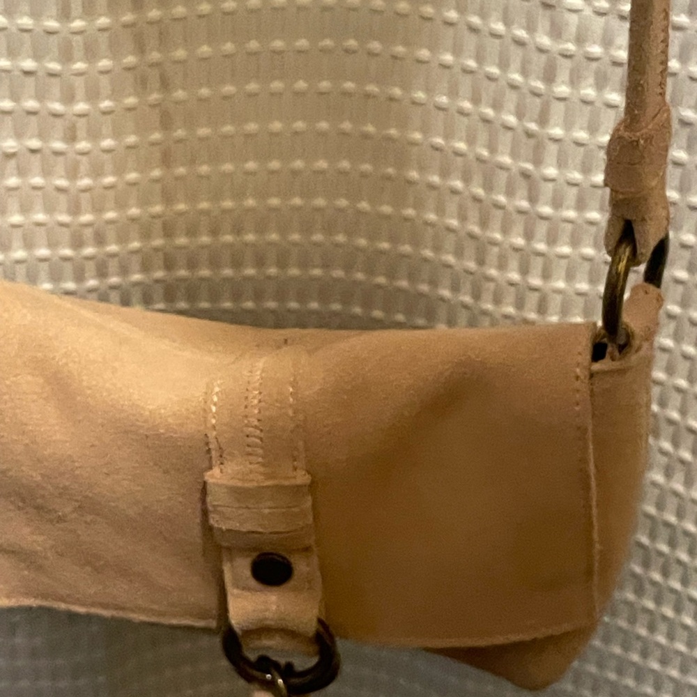 Tan suede Crossbody Bag with Tassel Accent - Picture 16 of 16